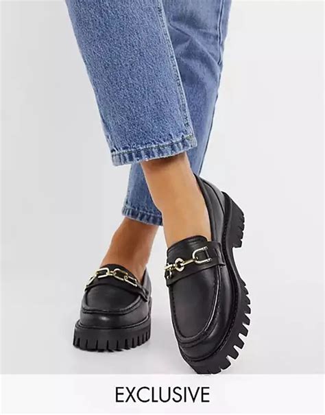 chunky leather loafers women uk.